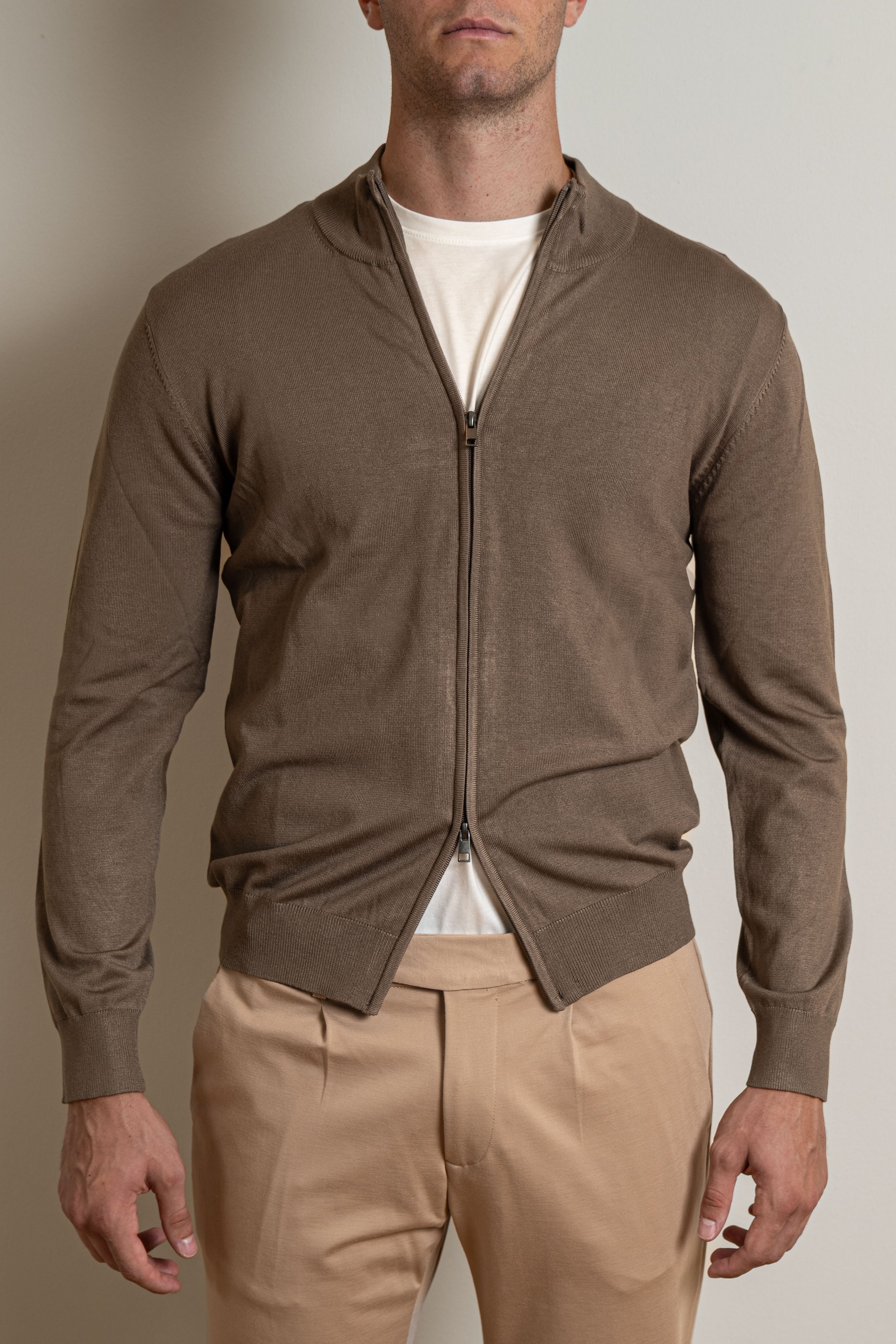 Cardigan Full Zip Beige