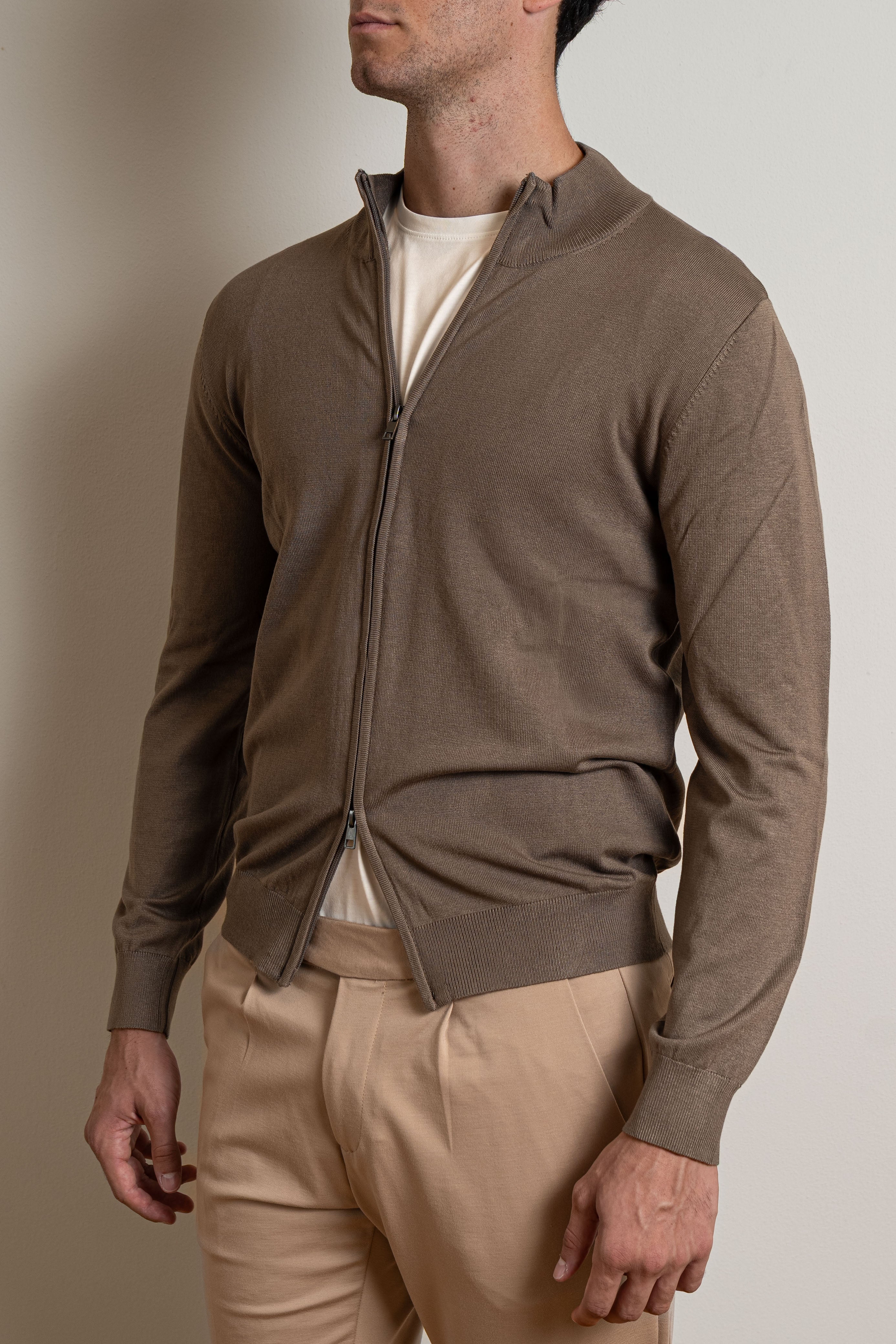 Cardigan Full Zip Beige