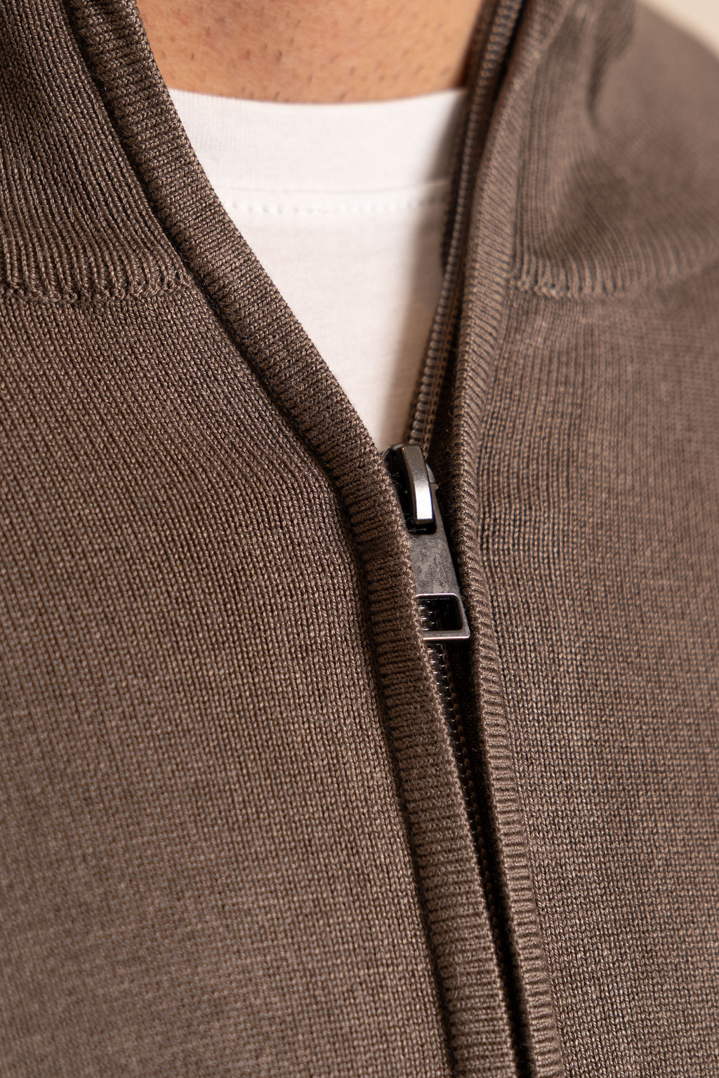 Cardigan Full Zip Beige