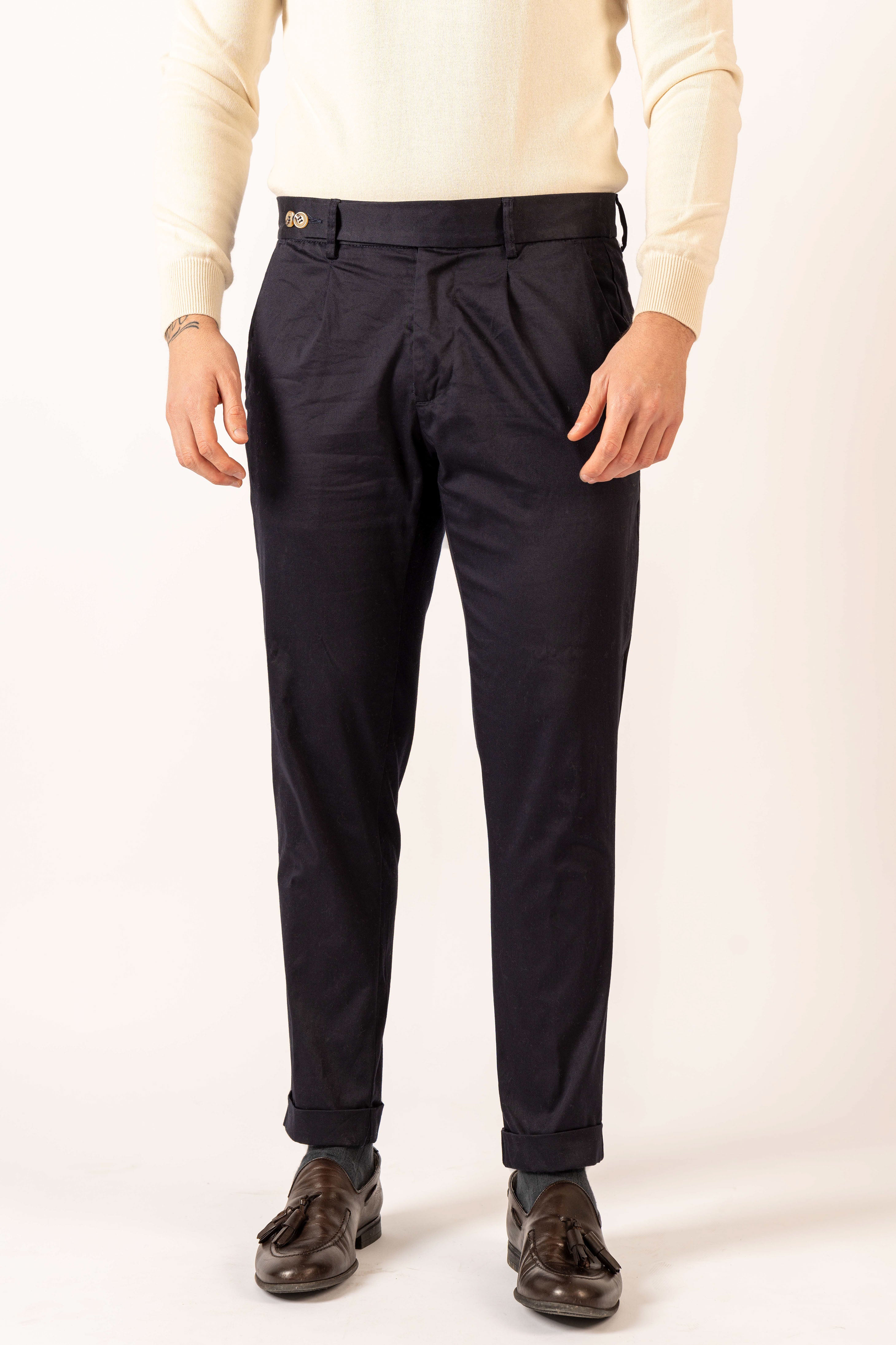 Pantalone Stile Classico Blu Navy