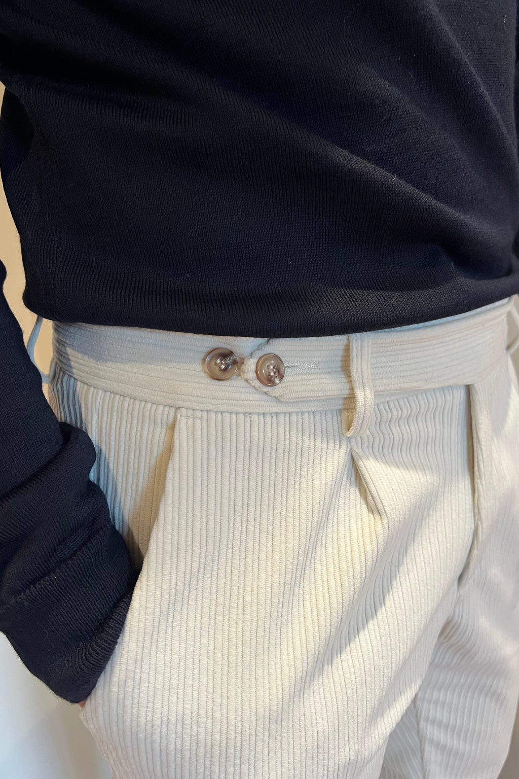 Pantalone Velluto Bianco